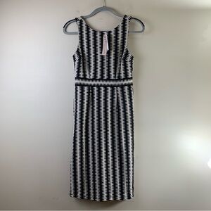 Phylosophy Sleeveless MIDI Dress XSmall with side slits retro chevron pattern